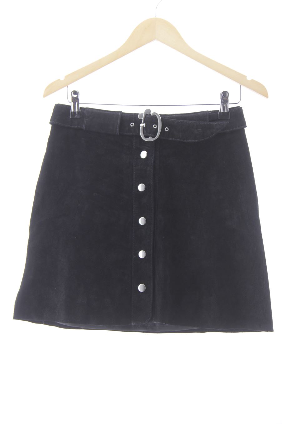 Falda de Zara de la talla S, de color negro de piel