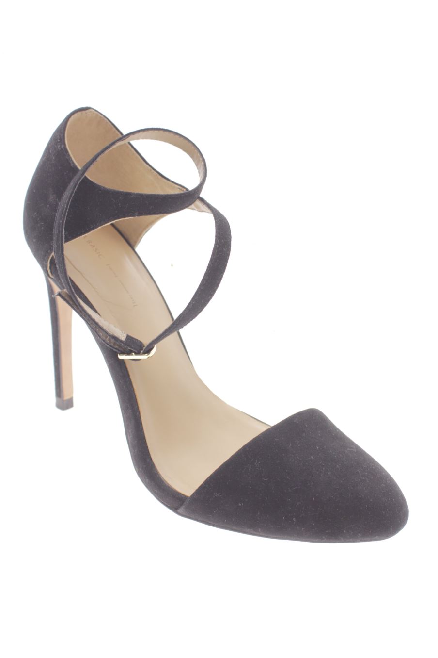 Sandalias tacon de Zara de la talla 39, de color negro de
