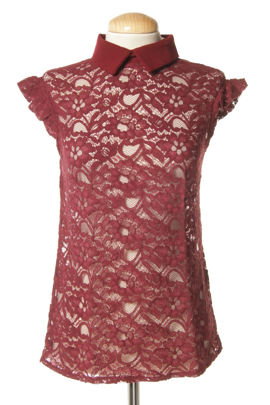 Blouse à manches courtes Mademoiselle R de la taille S, de couleur bordeaux