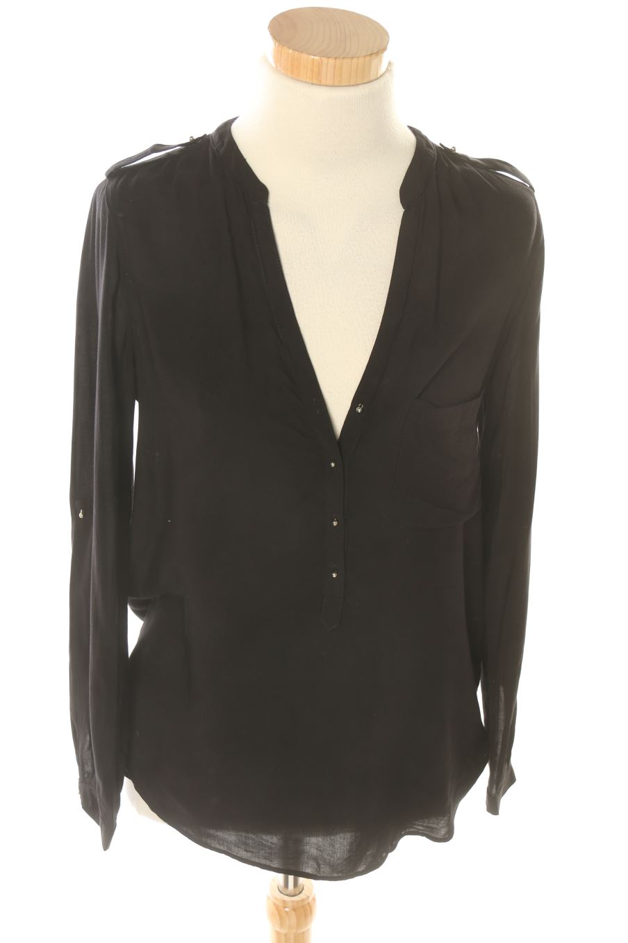Blouse à manches longues Zara de la taille XS, de couleur noir