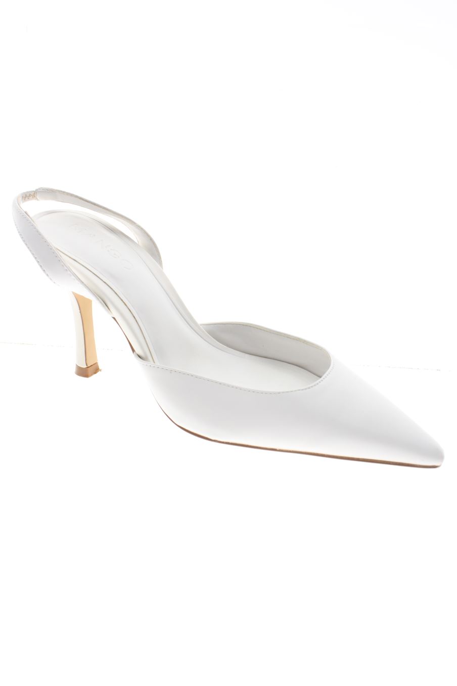 Sandalias tacon de Mango de la talla 37, de color blanco de