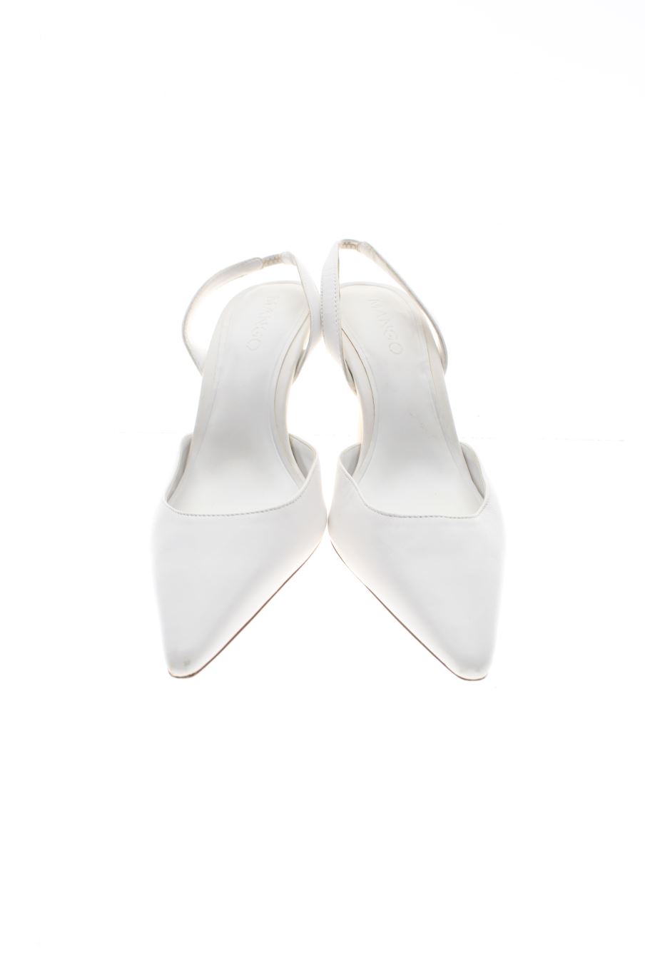 Sandalias tacon de Mango de la talla 37, de color blanco de