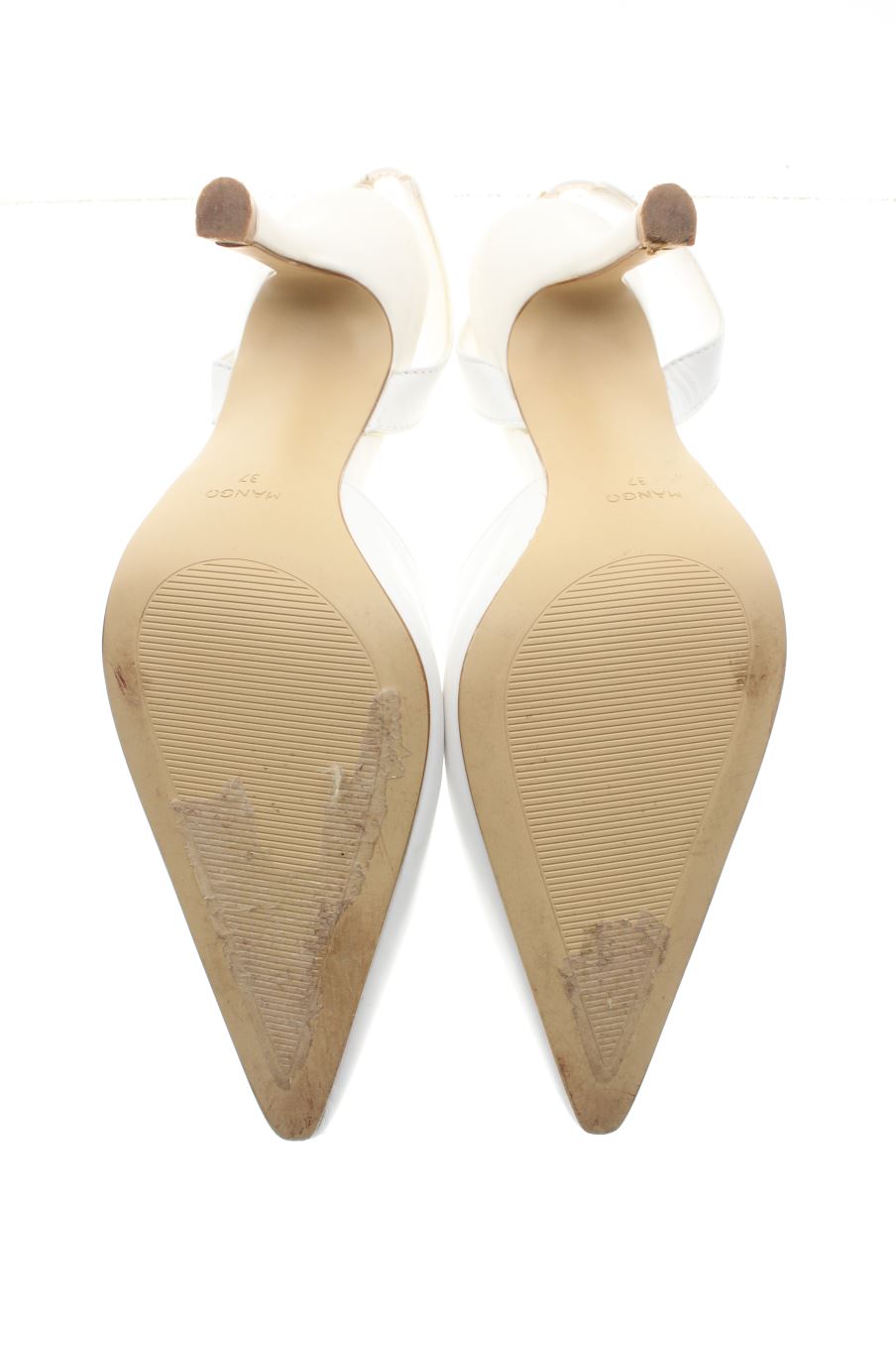 Sandalias tacon de Mango de la talla 37, de color blanco de