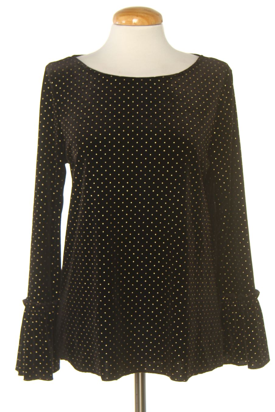 Blusa de manga larga de Cortefiel de la talla S, de color negro de terciopelo