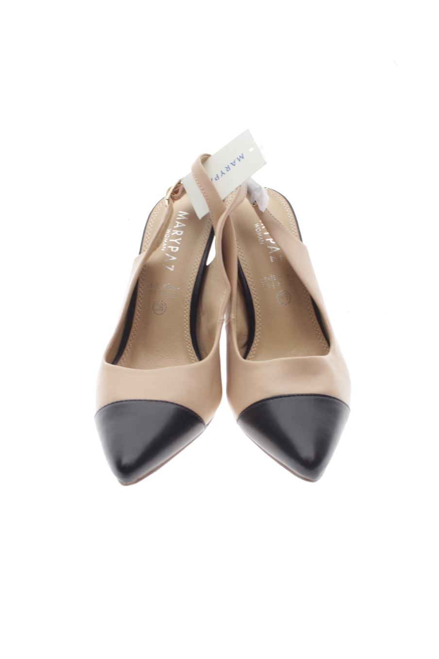 Sandalias tacon de Marypaz de la talla 38, de color beige de