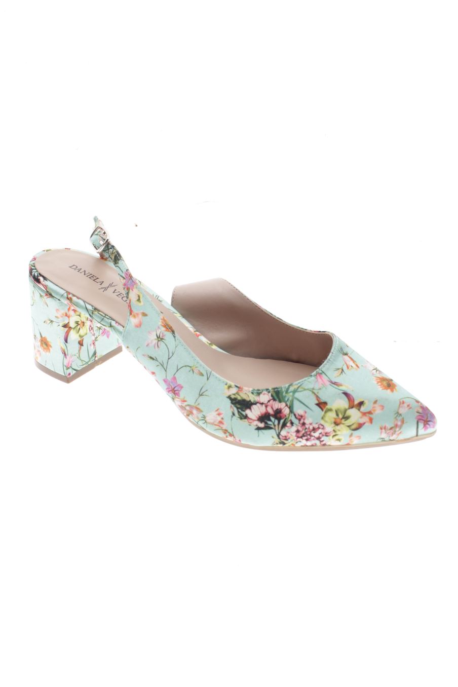 Sandalias tacon de Daniela Vega de la talla 38, de color flores de