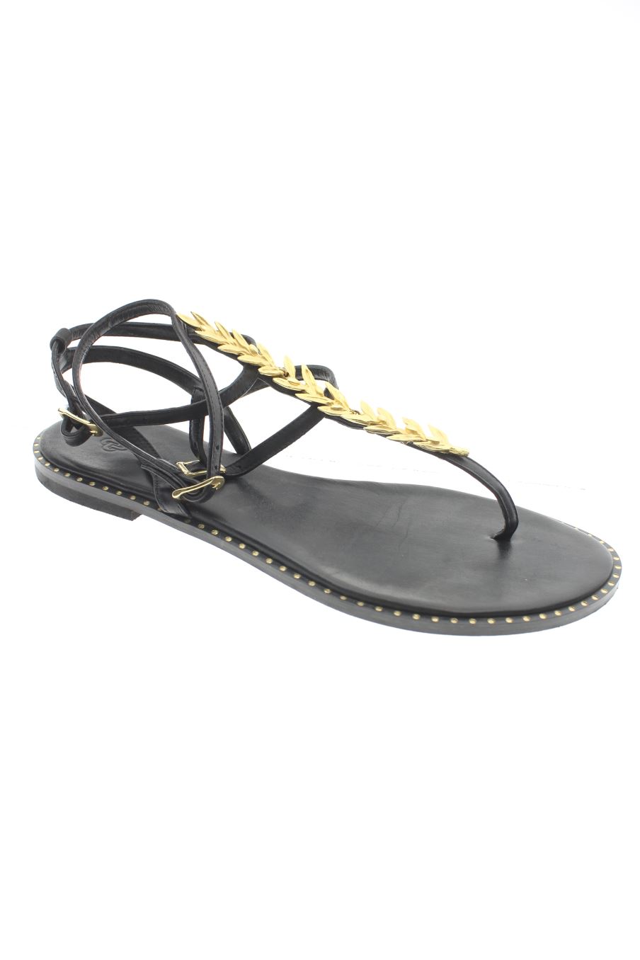 Sandalias planas de MAKIS KOTRIS de la talla 41, de color negro de