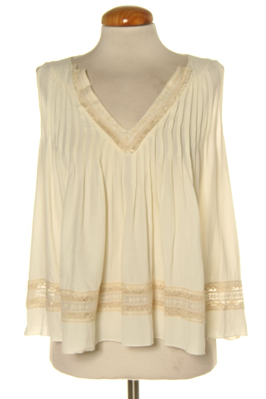 Blusa de manga corta de Nekane de la talla S, de color beige