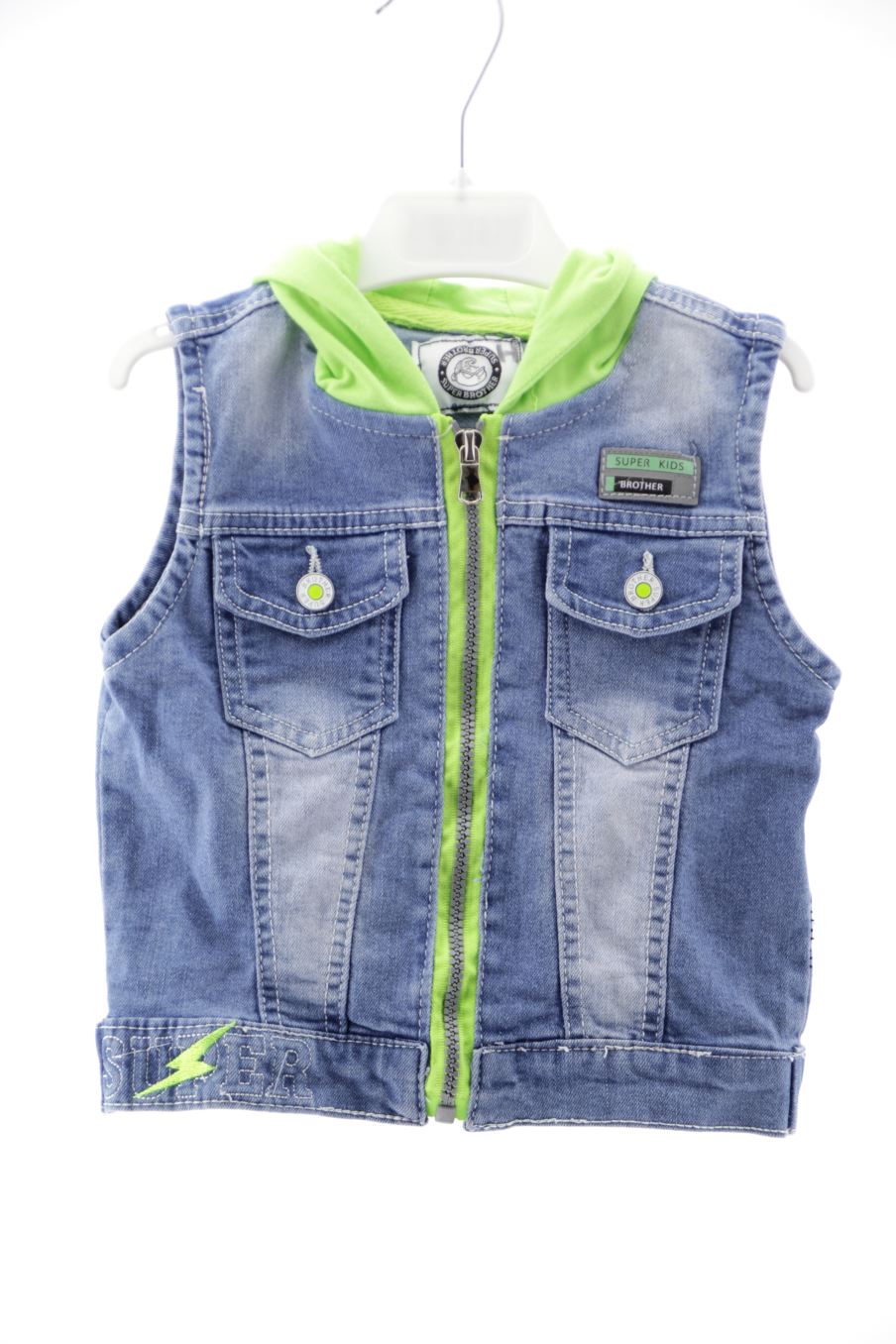 Chaleco de tela de Super brother de la talla 3 años de denim de segunda mano