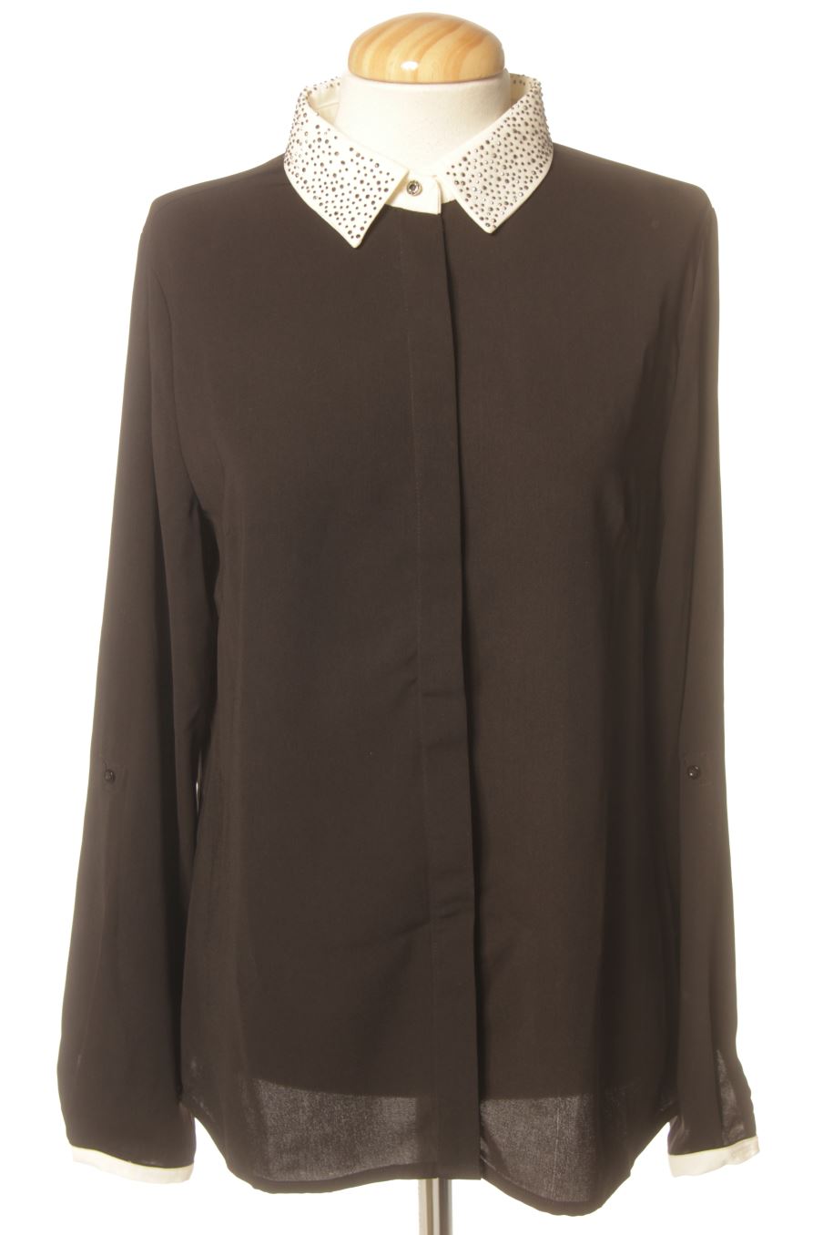 Blouse à manches longues Top Queens de la taille M, de couleur noir