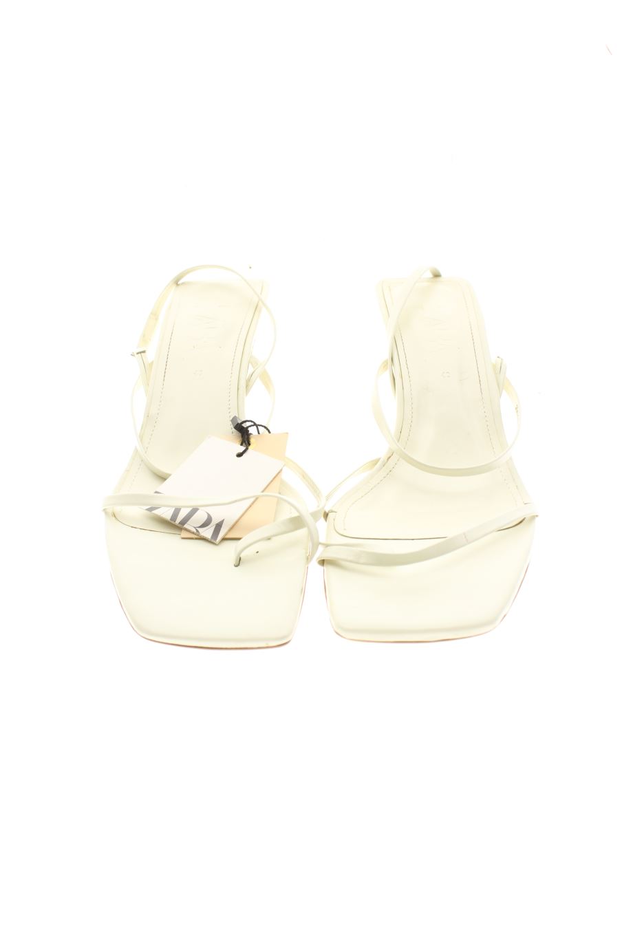 Sandalias tacon de Zara de la talla 40, de color blanco de