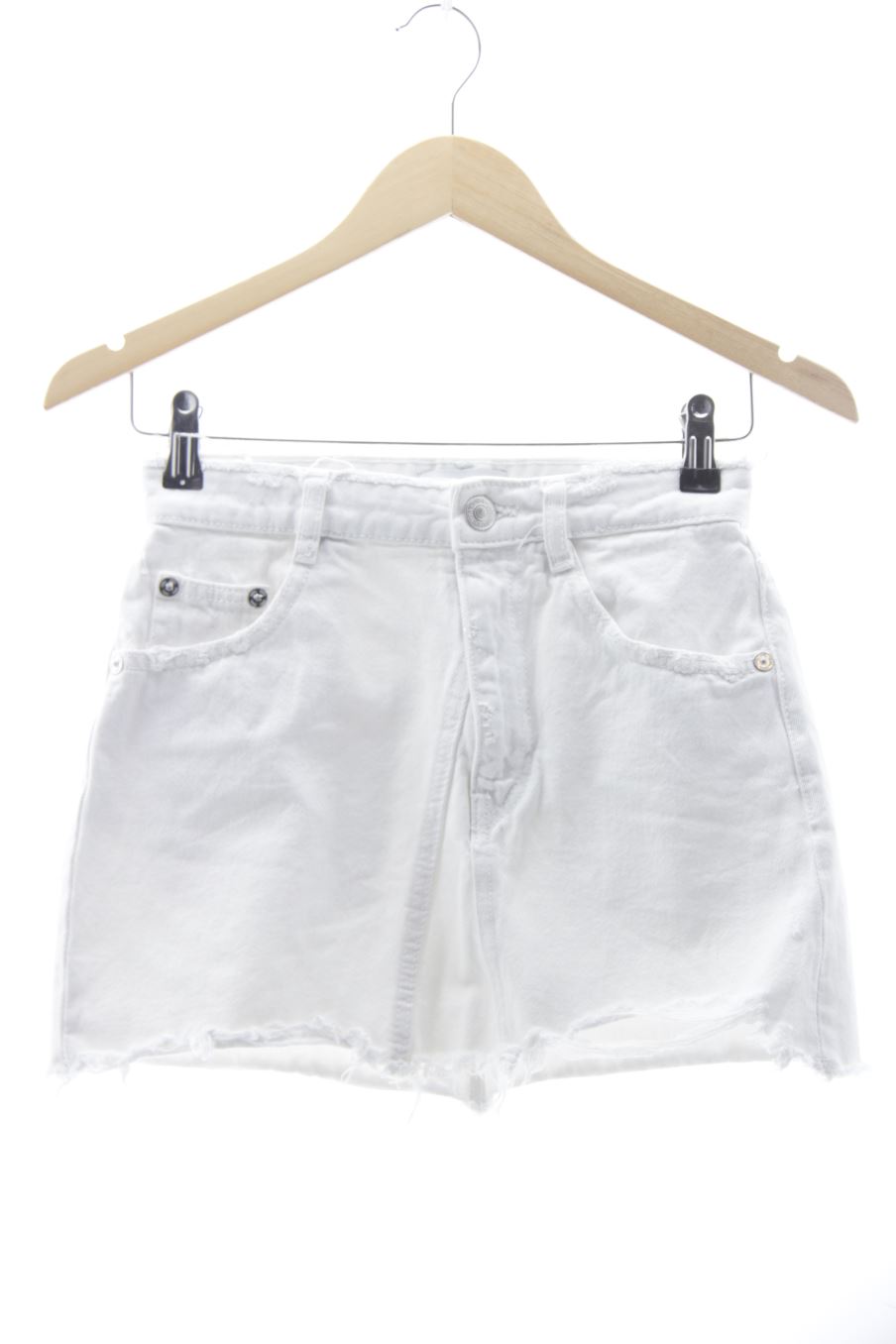 Falda de Zara de la talla XS, de color blanco de ropa vaquera