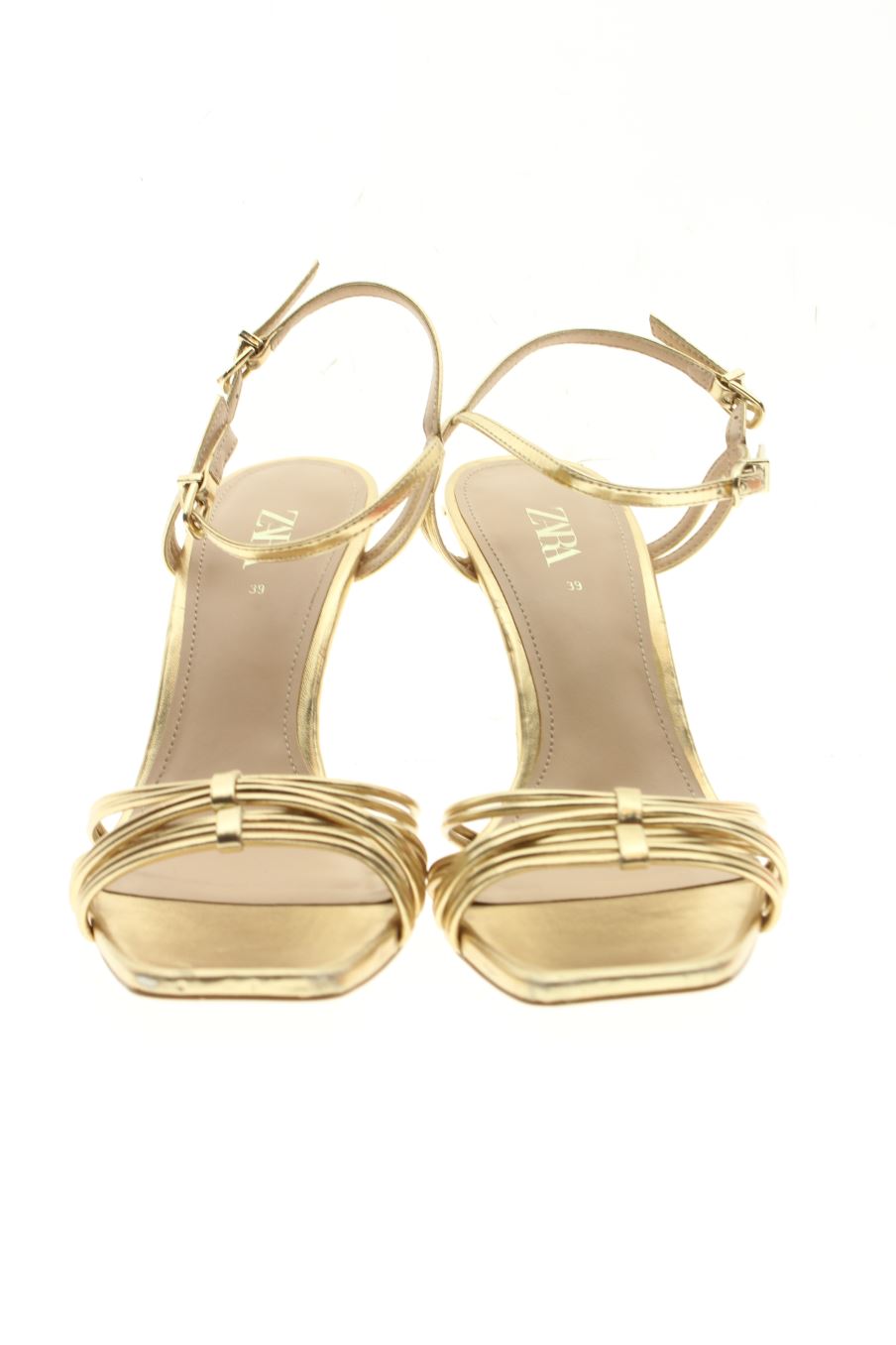 Sandales a talons de Zara de la taille 39 de couleur dore de