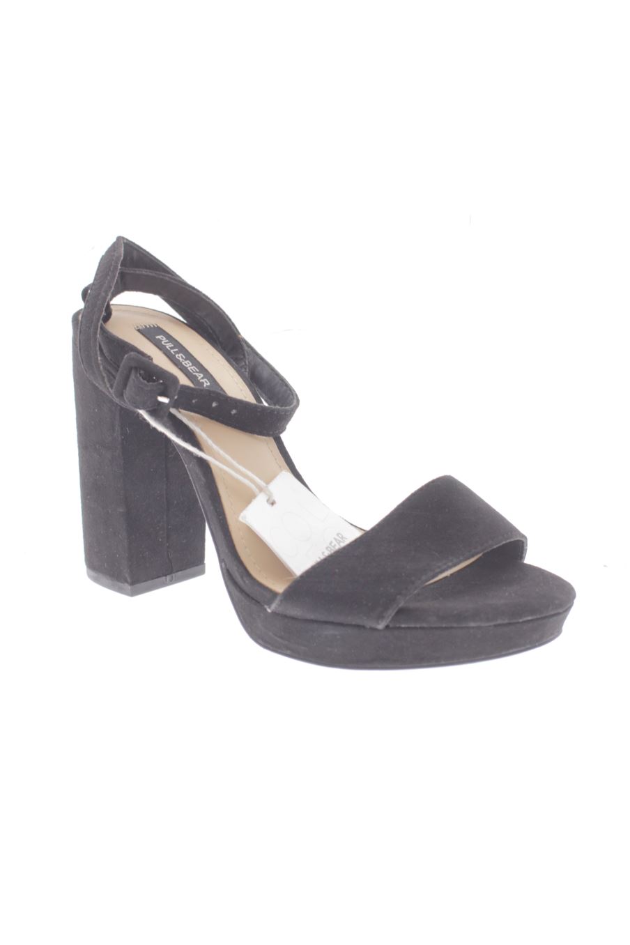 Sandalias tacon de Pull & Bear de la talla 36, de color negro de