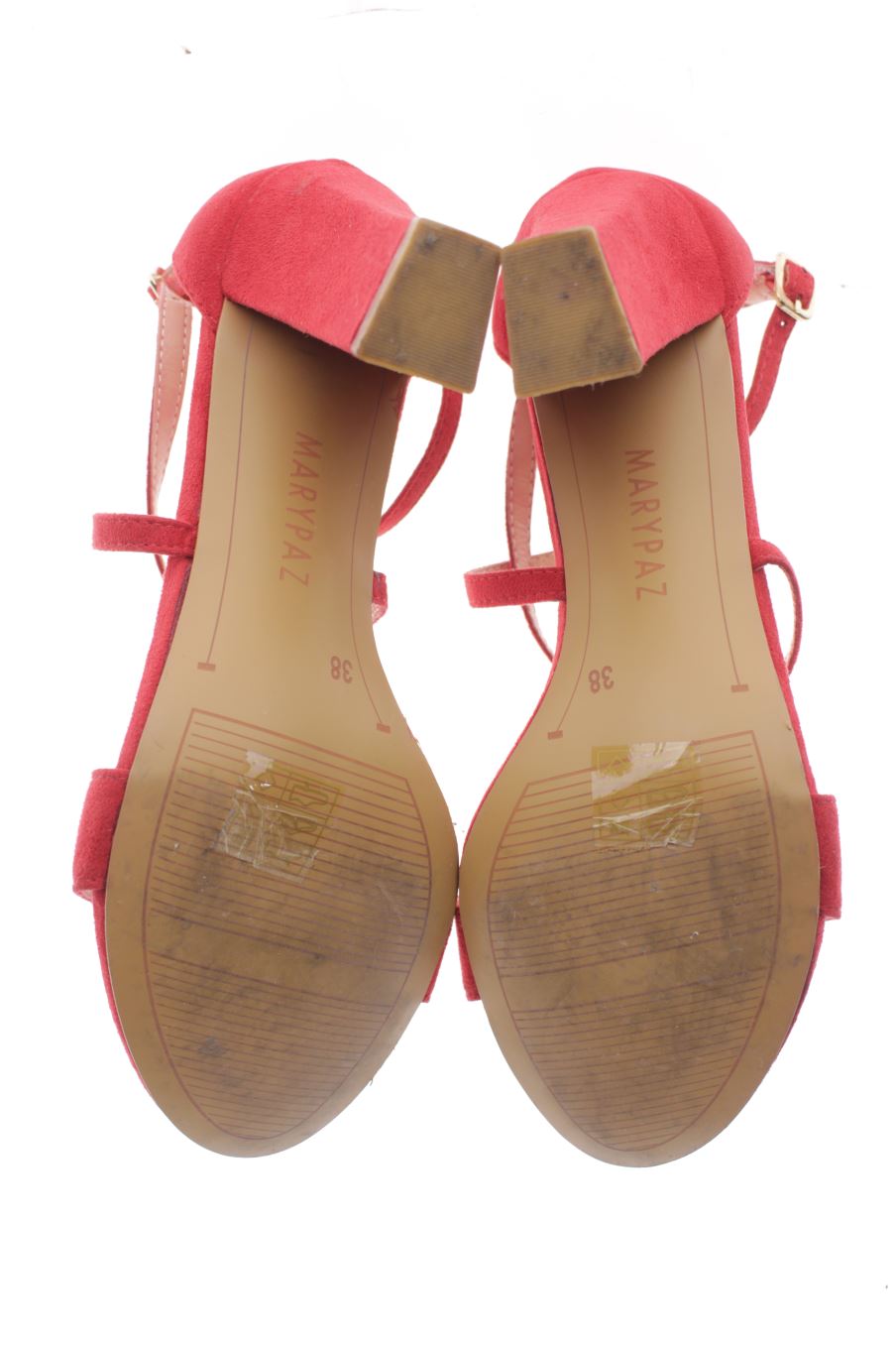 Sandalias tacon de Marypaz de la talla 38, de color rojo de