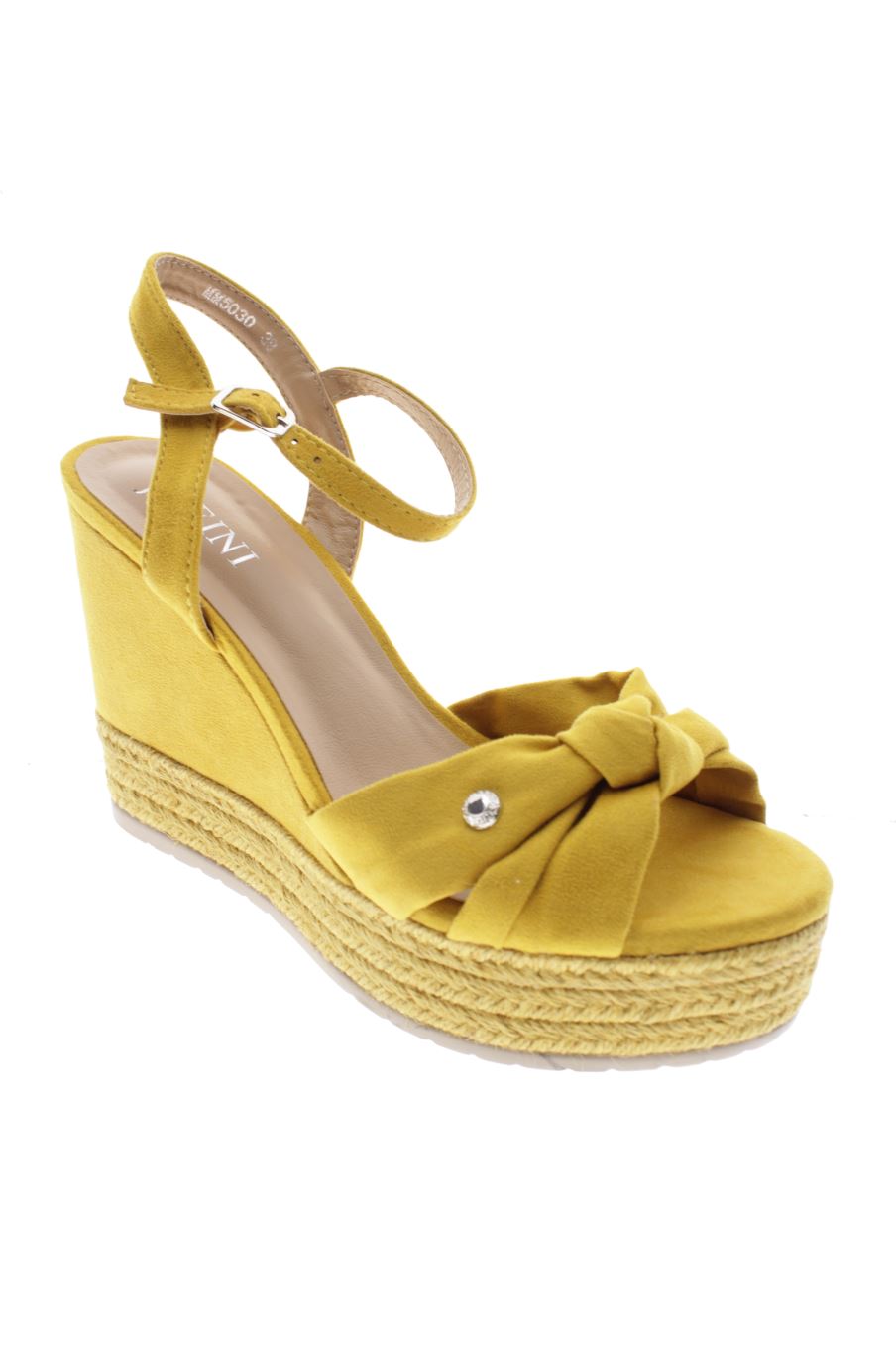 Sandalias tacon de Jeeini de la talla 39, de color mostaza de