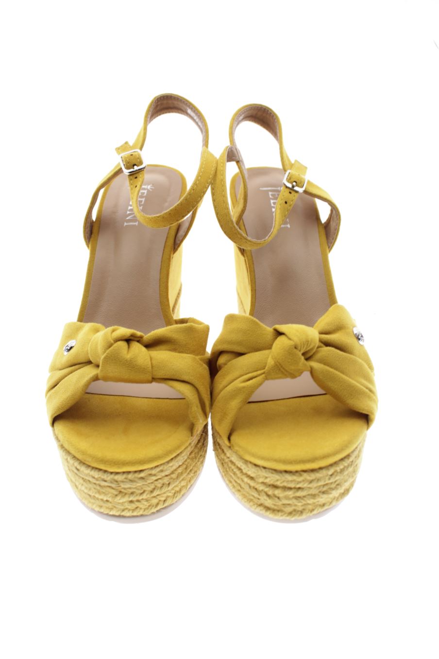 Sandalias tacon de Jeeini de la talla 39, de color mostaza de