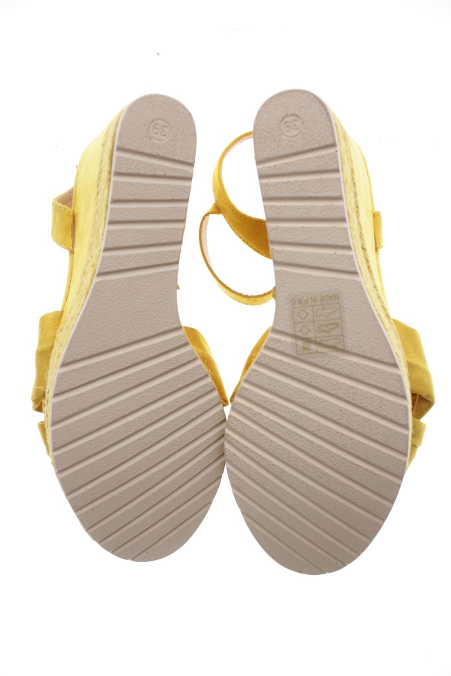 Sandalias tacon de Jeeini de la talla 39, de color mostaza de