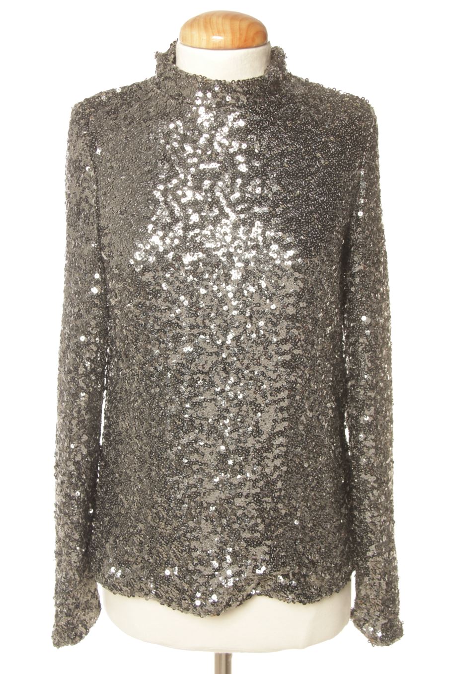 Blouse à manches longues Topshop de la taille 38, de couleur argenté