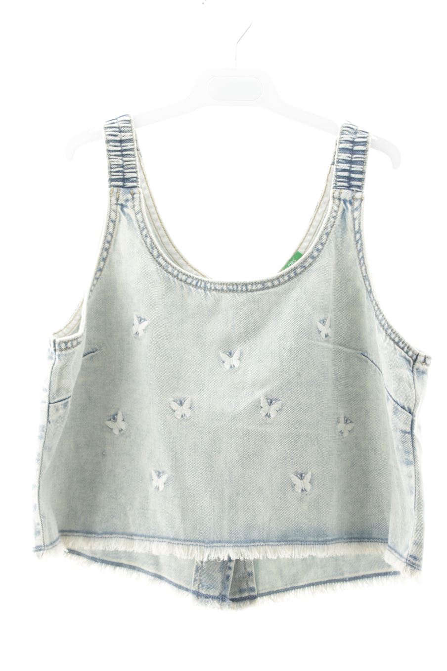 Top de Benetton de la talla 13 años de denim con etiqueta