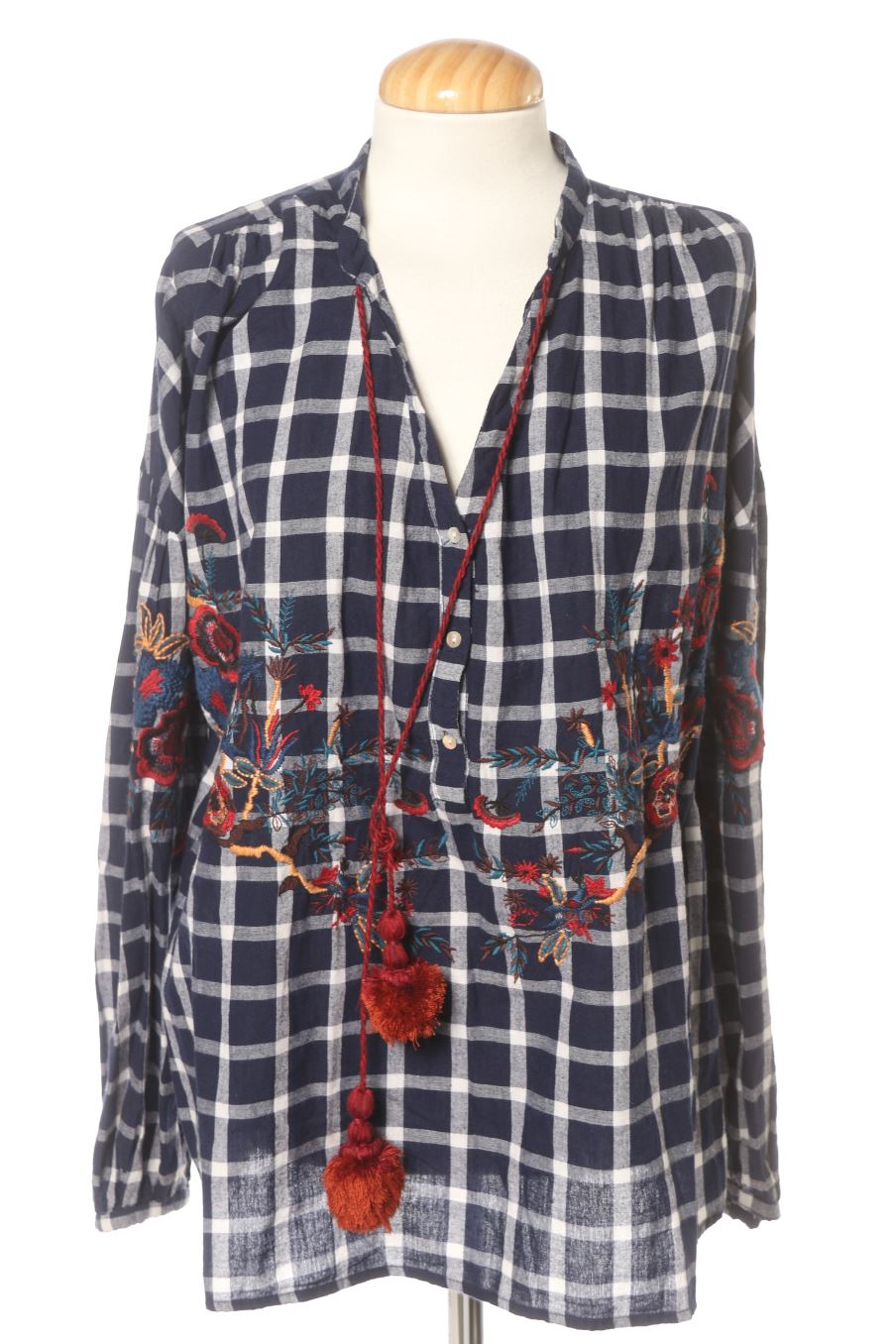 Blusa de manga larga de trf (ZARA) de la talla XS, de color cuadros