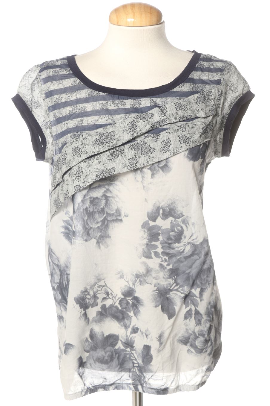Kurzärmelige Bluse von Phildar Größe 40, Farbe Geblümt, für