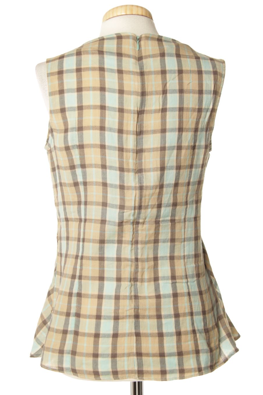 Blusa de manga corta de Laurence Dolige de la talla M, de color cuadros
