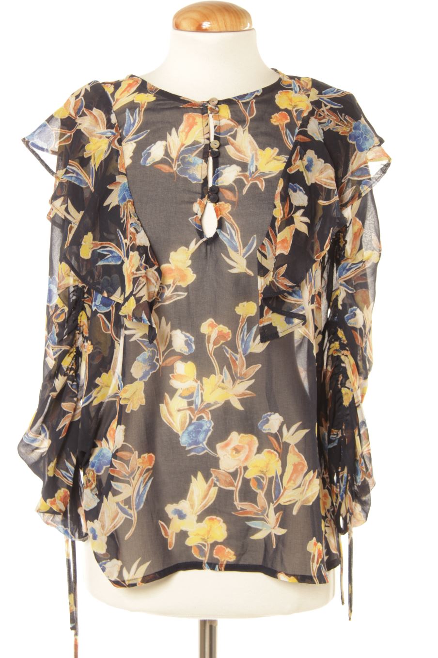 Langärmelige Bluse von Mango Größe S, Farbe Geblümt, für