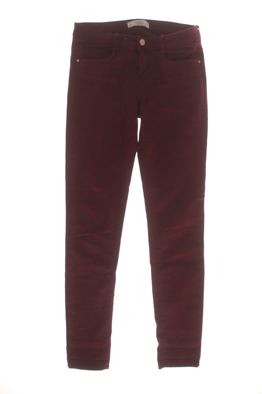 Vaqueros de Trf (ZARA) de la talla 36, de color burdeos de ropa vaquera