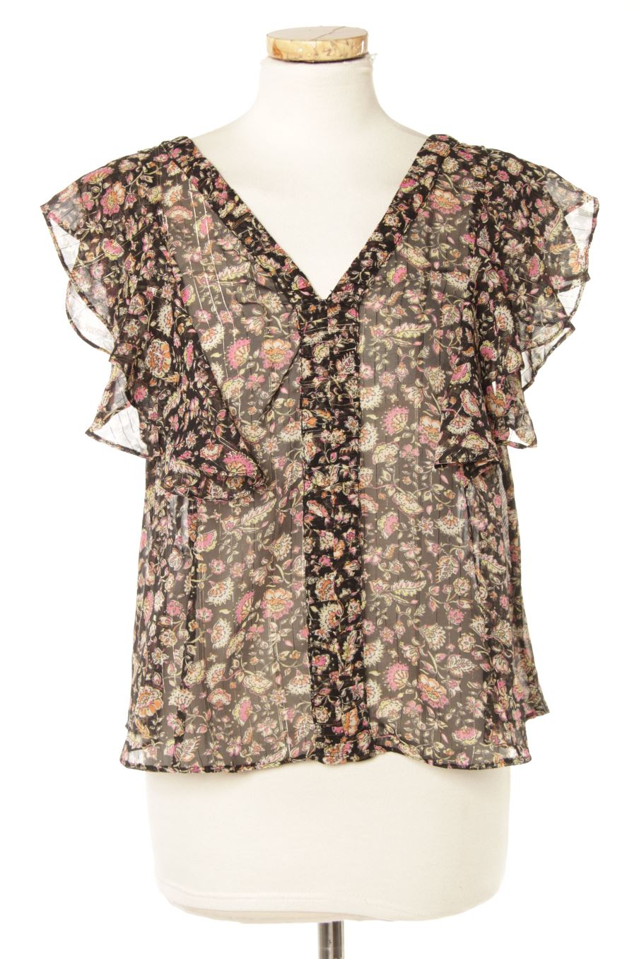Blouse à manches courtes Mango de la taille XS, de couleur fleurs
