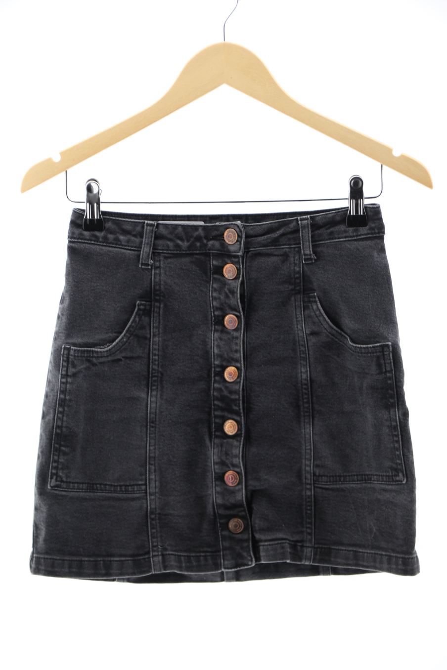 Jupe Stradivarius de la taille 34, de couleur gris de denim