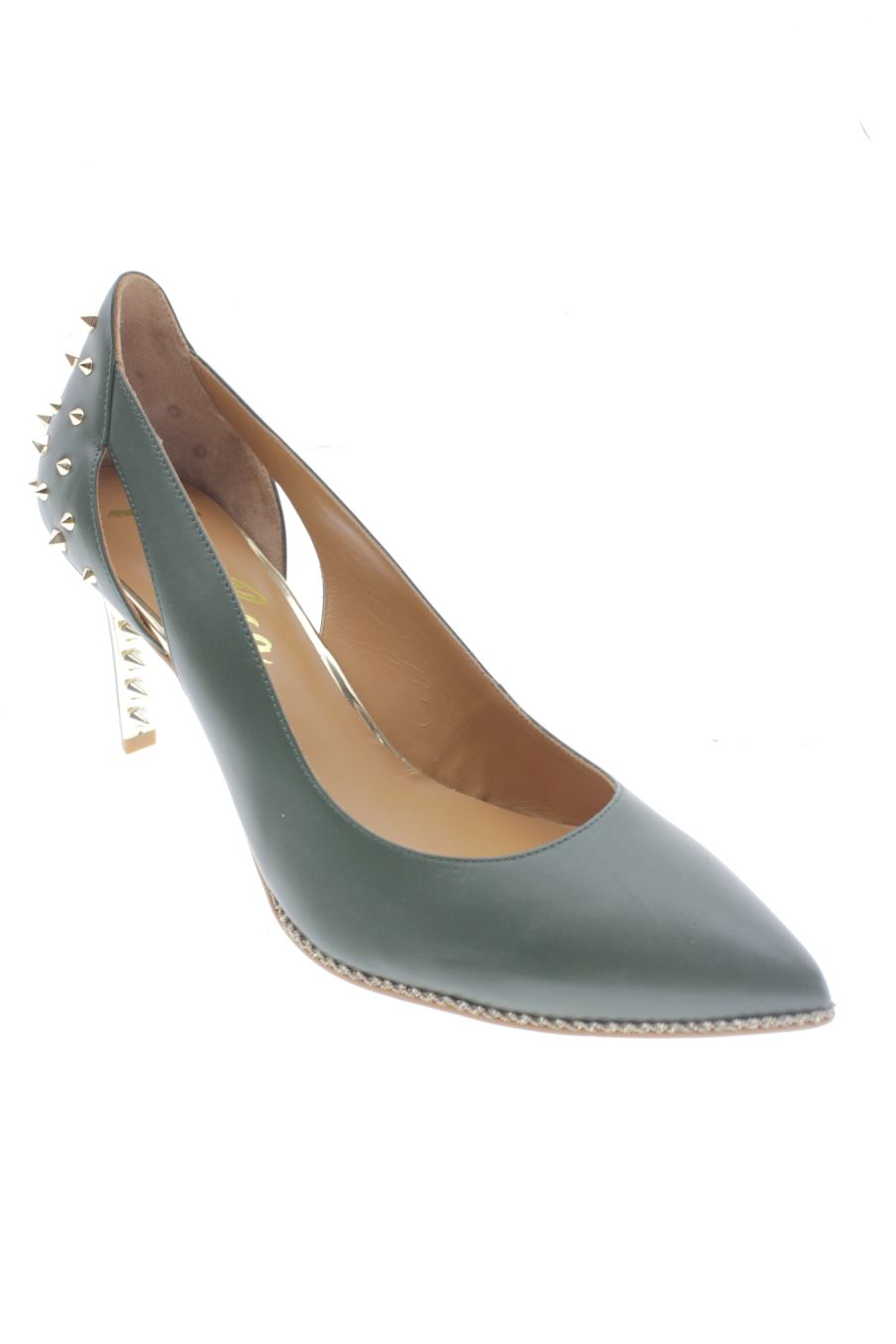 Zapatos de tacon de linea rosa de la talla 39, de color verde de