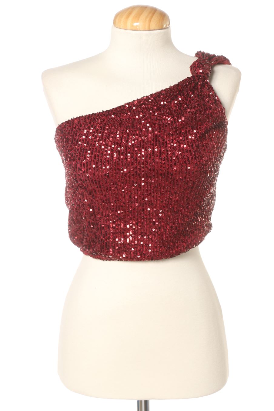 Top de Mango de la talla XS, de color burdeos