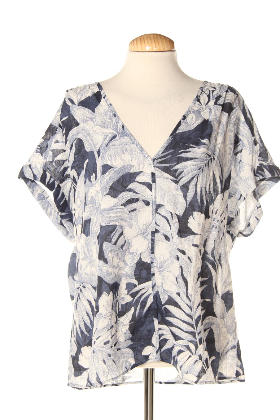 Blouse à manches courtes H&M de la taille L, de couleur bleu