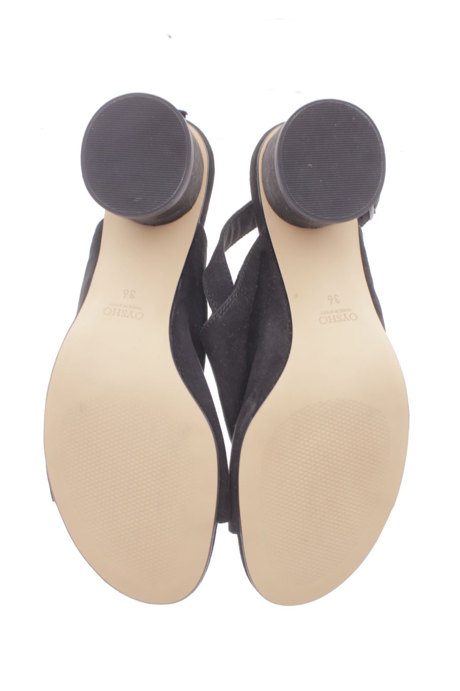 Sandalias tacon de Oysho de la talla 36, de color negro de