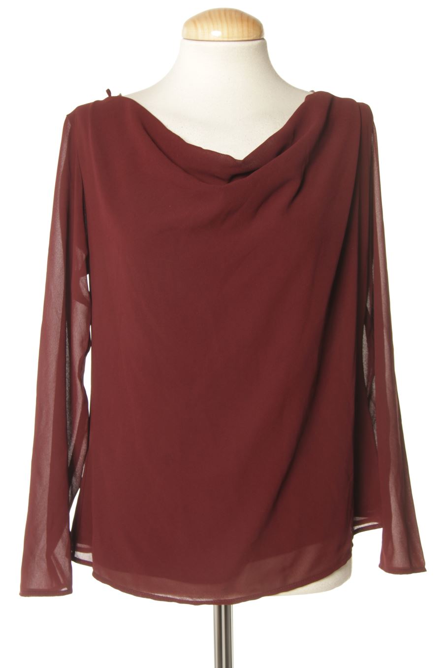 Blusa de manga larga de bimani de la talla S, de color burdeos