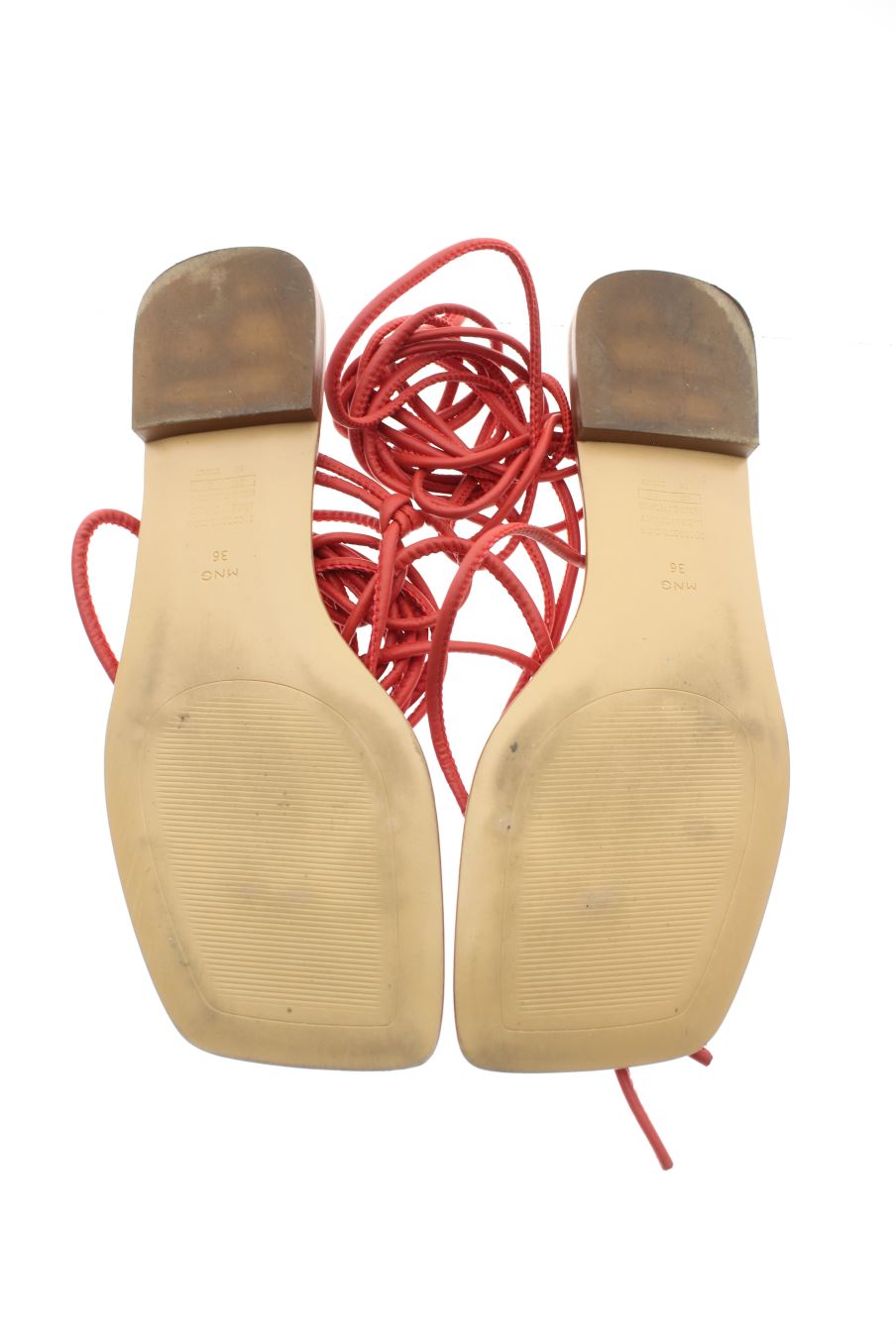 Sandalias planas de Mango de la talla 36, de color rojo de