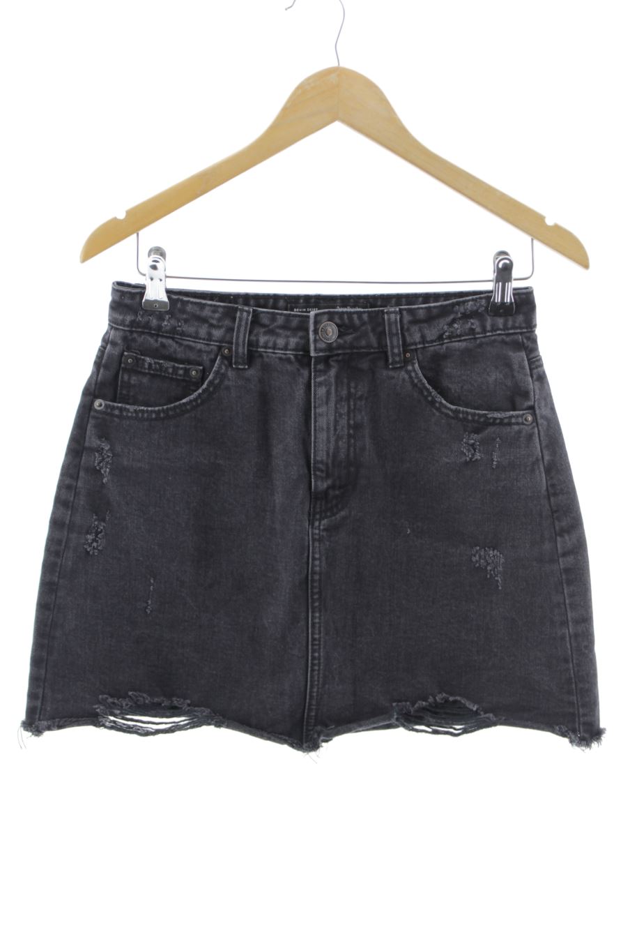 Aufwändiger Rock von Stradivarius Größe 38, Farbe Schwarz, aus Jeanskleidung für