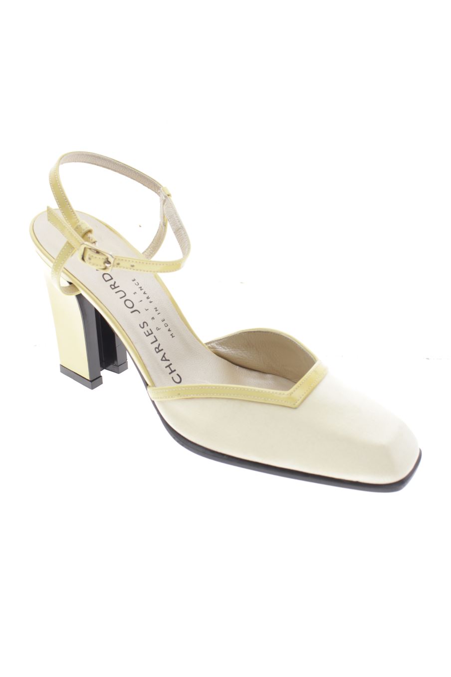 Sandalias tacon de Charles Jourdan de la talla 35, de color amarillo de
