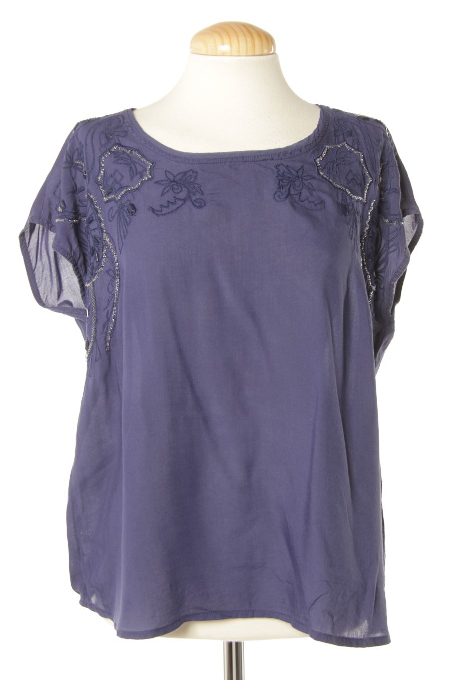 Blouse à manches courtes Camaieu de la taille 44, de couleur bleu marine