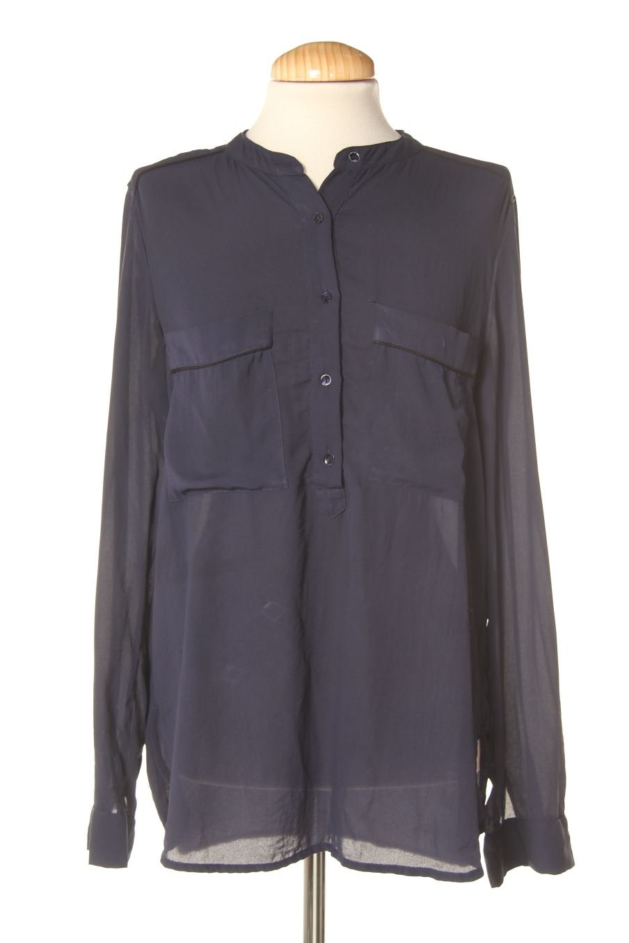 Langärmelige Bluse von Mango Größe S, Farbe Marineblau, für