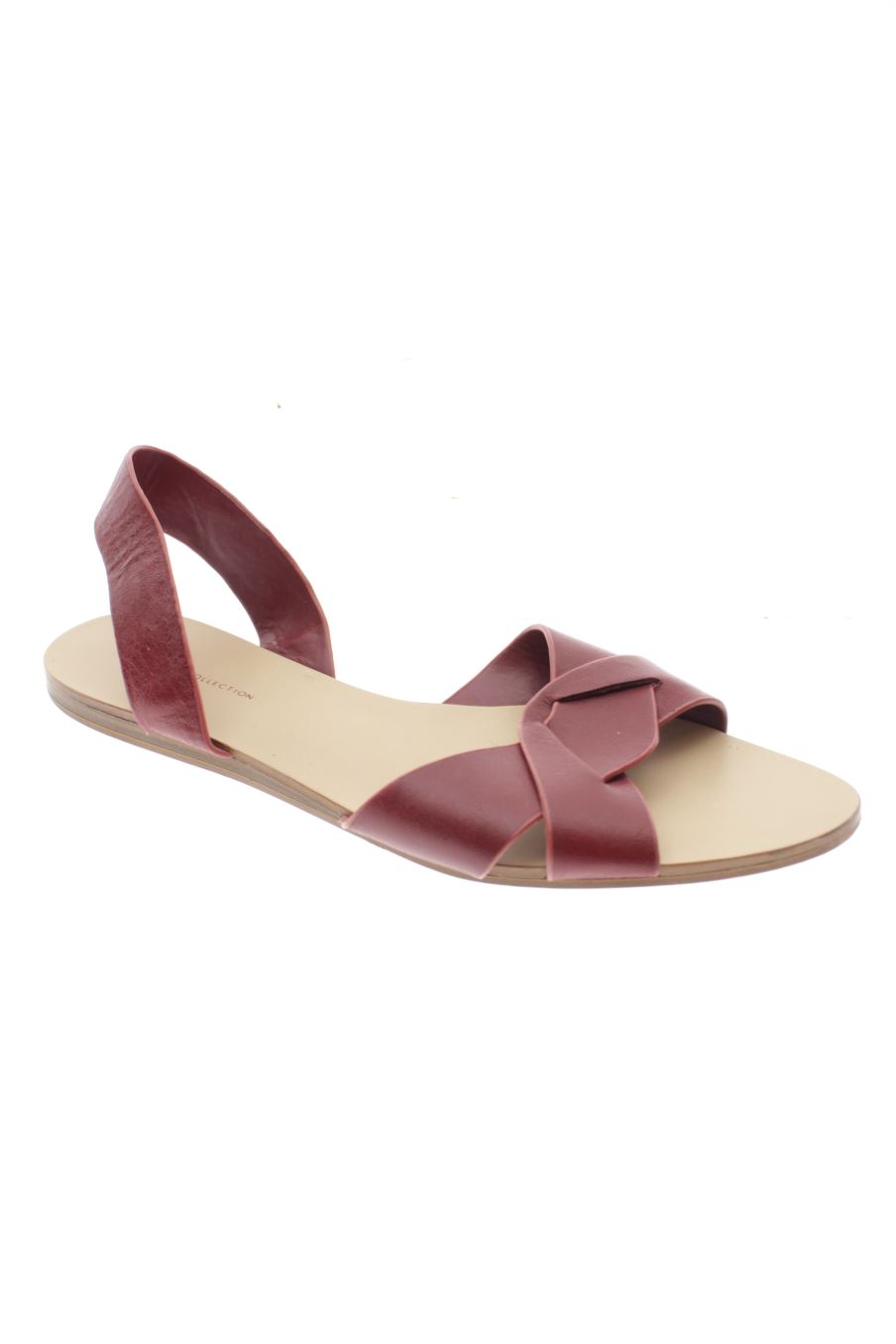 Sandalias planas de Zara de la talla 40, de color burdeos de