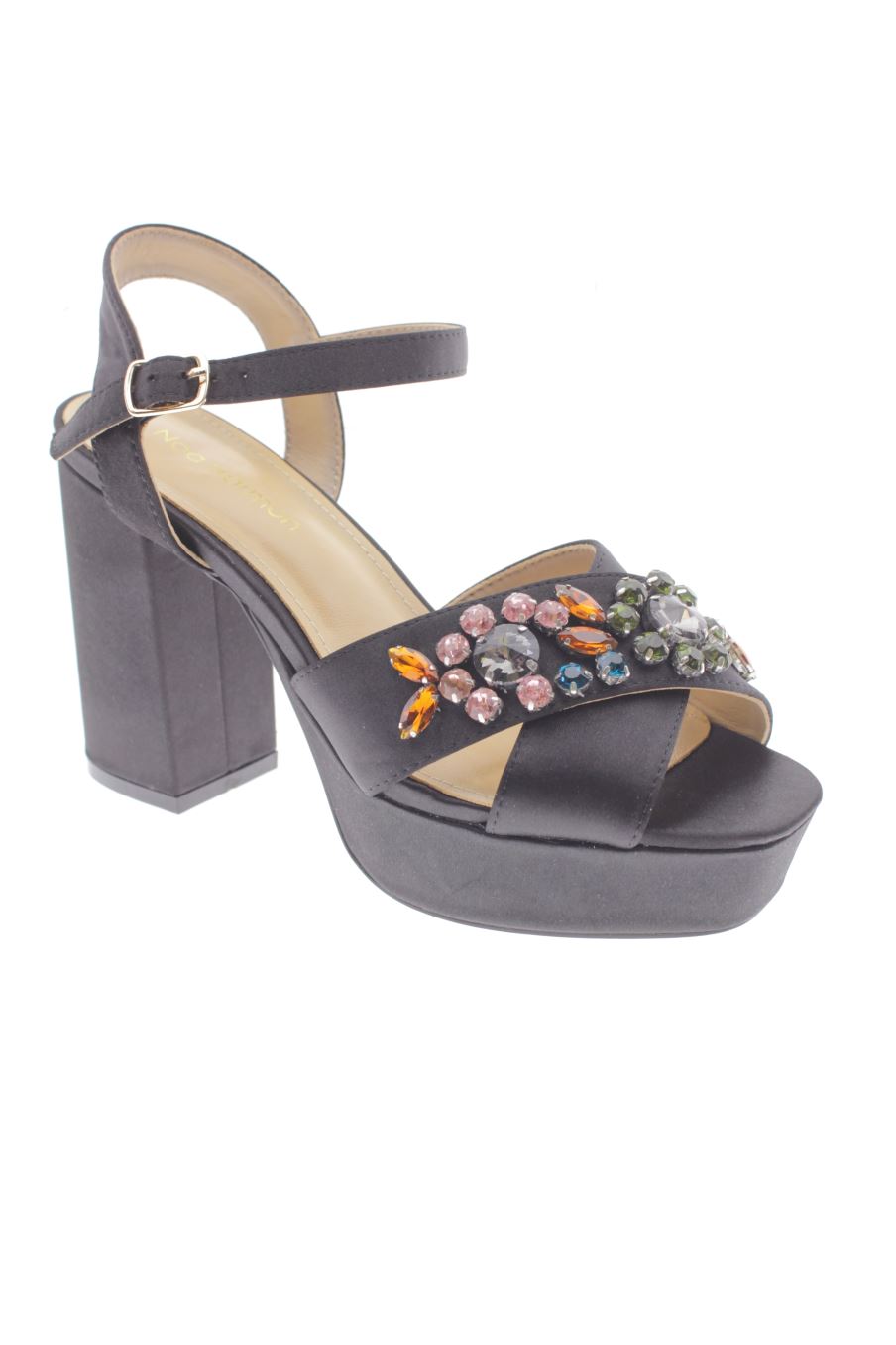 Sandalias tacon de noa harmon de la talla 37, de color negro de