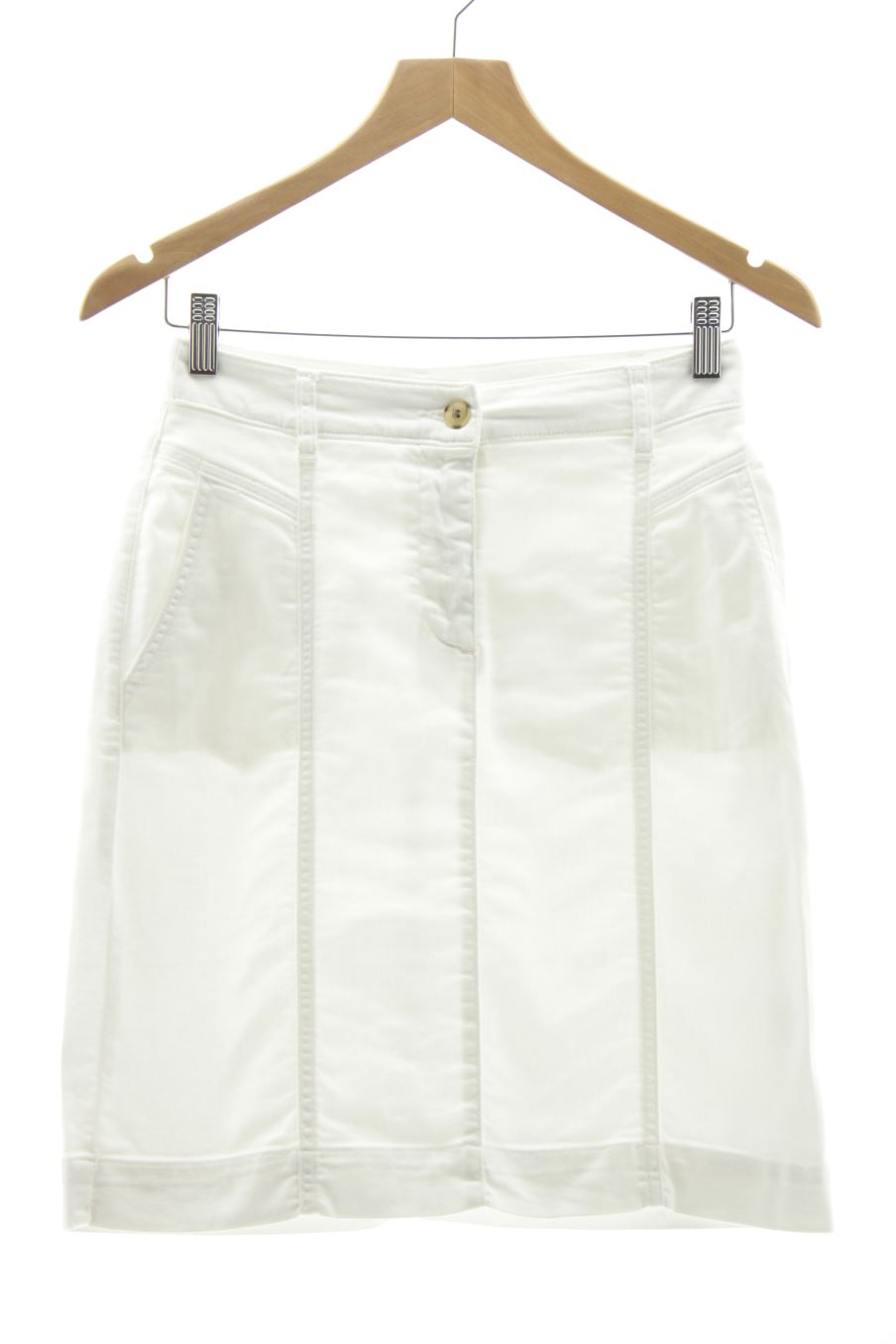 Jupe Caroll de la taille 34, de couleur blanc de denim