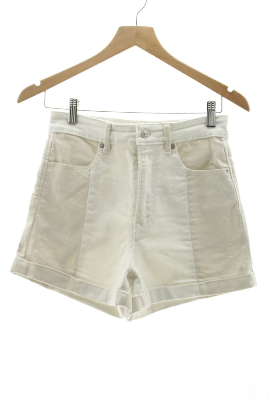 Pantalón corto de Patchwork by Stradivarius de la talla 38, de color blanco