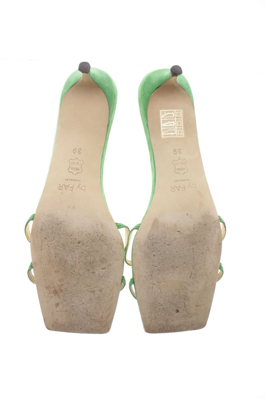 Sandalias tacon de BY FAR de la talla 39, de color verde de