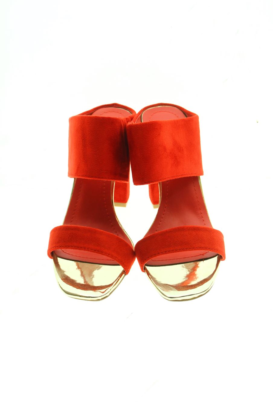 Sandalias tacon de Ideal Shoes de la talla 38, de color rojo de
