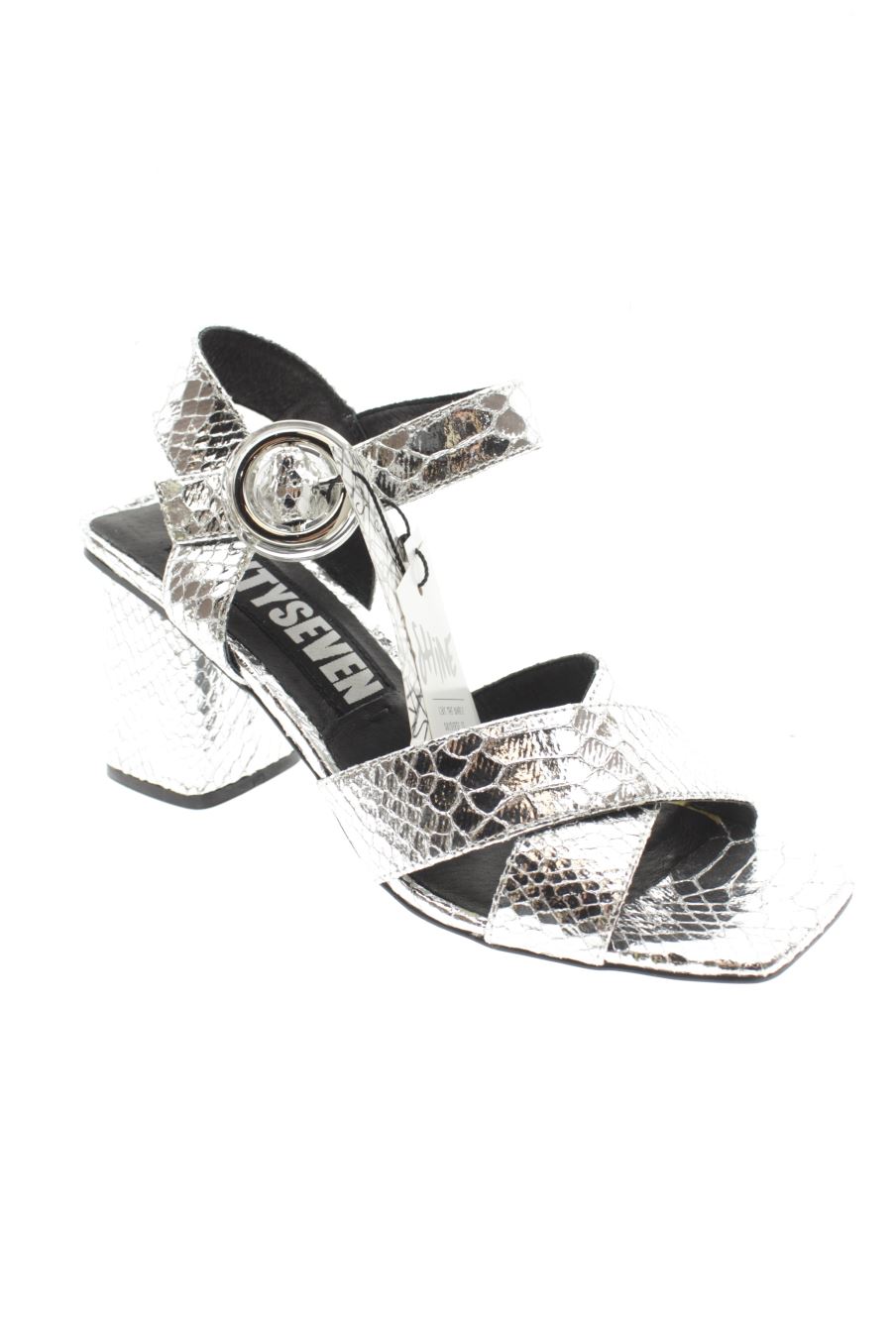 Sandalias tacon de SIXTYSEVEN de la talla 38, de color plateado de