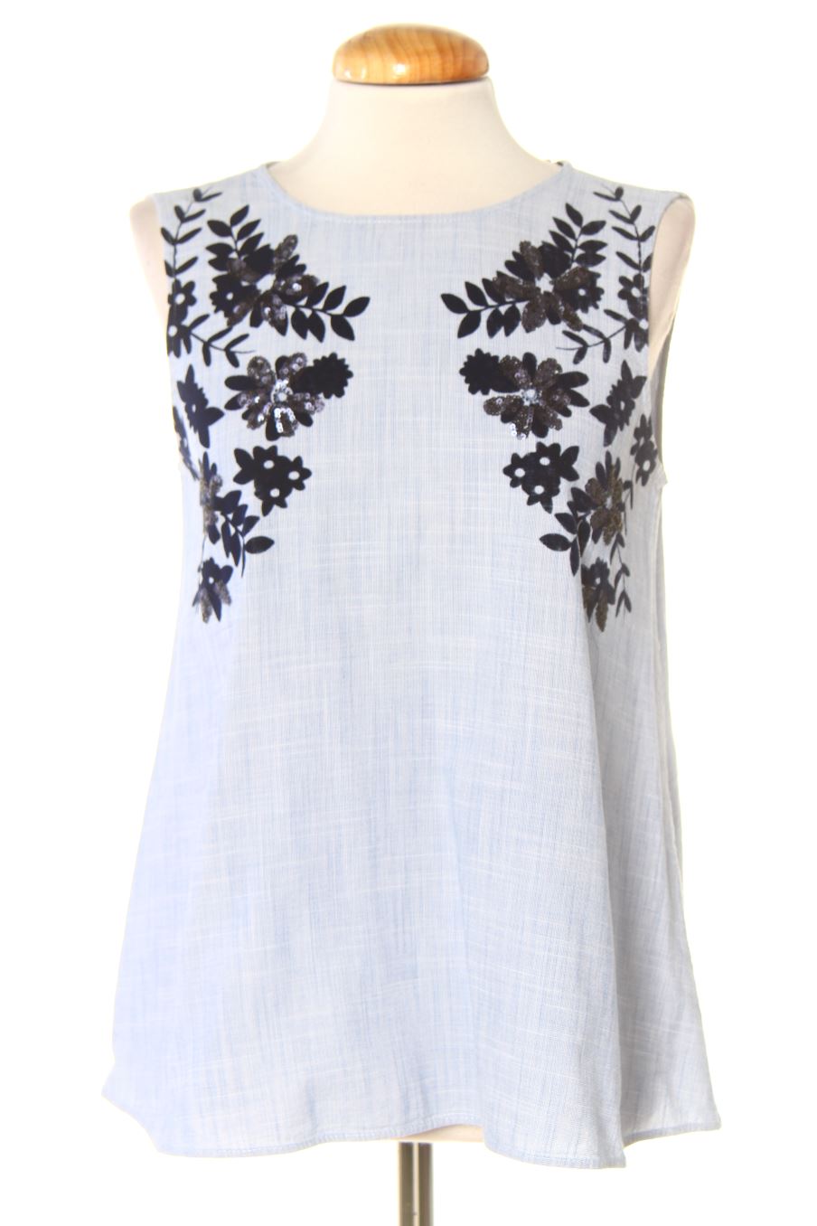 Chemise sans manches Zara de la taille XS, de couleur bleu