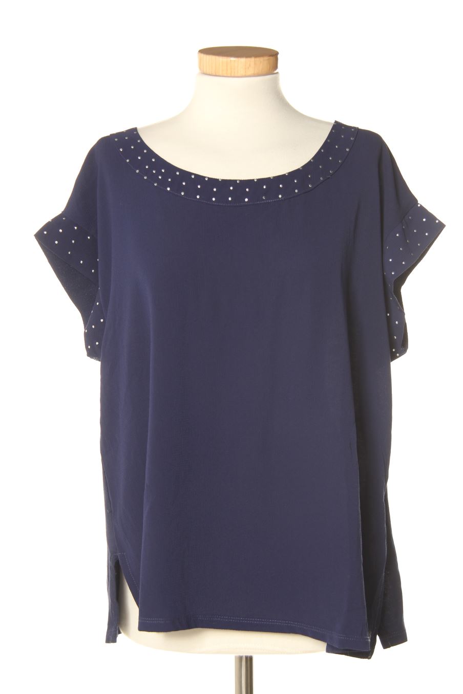 Blouse à manches courtes Milano de la taille XL, de couleur bleu marine